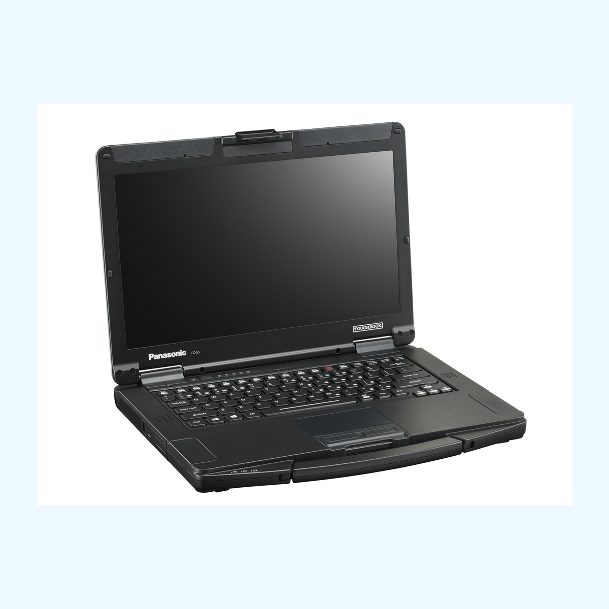 Panasonic TOUGHBOOK 55 Mk1 der FZ-55-Familie, geöffnet in Dreiviertelansicht