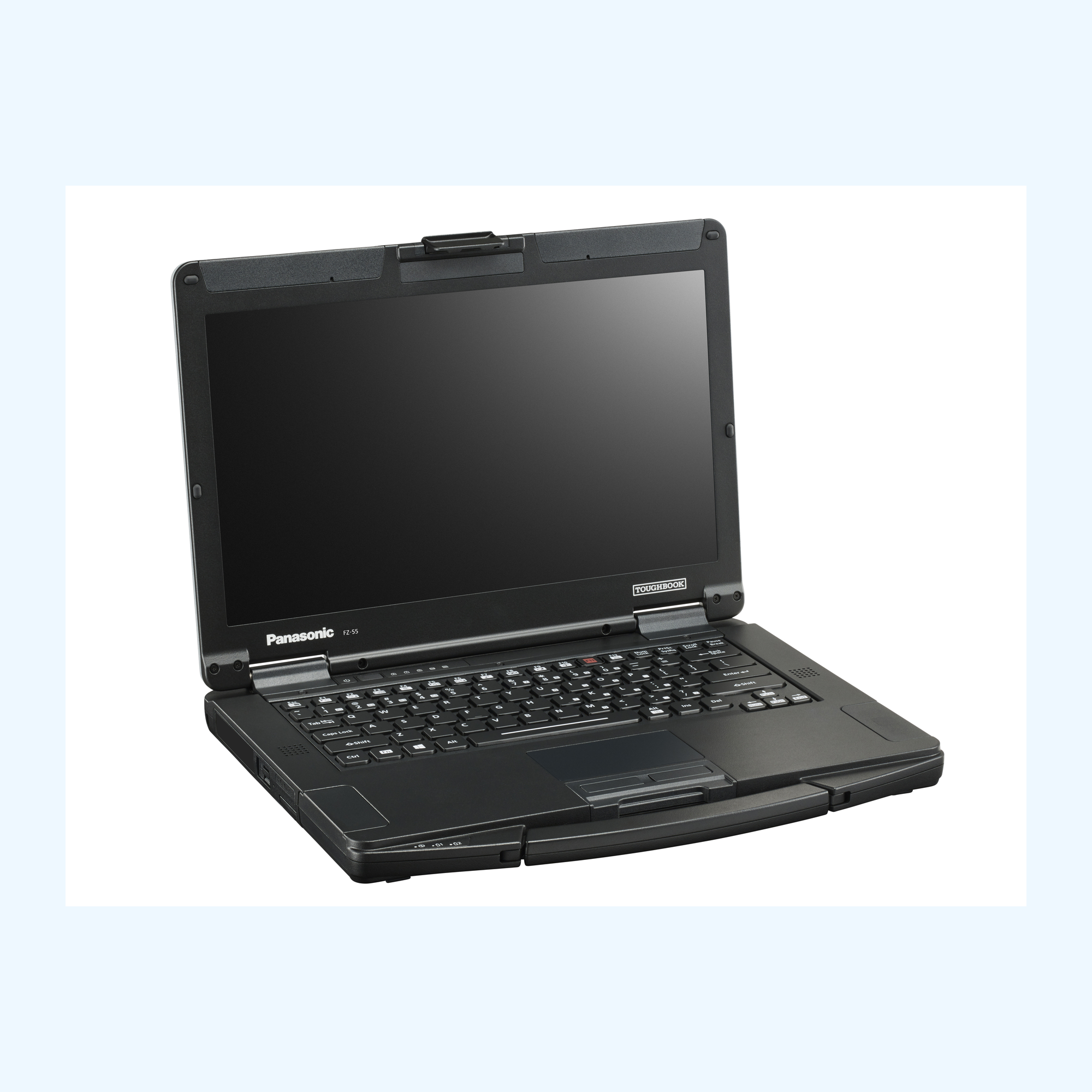 Panasonic TOUGHBOOK 55 Mk1 der FZ-55-Familie, geöffnet in Dreiviertelansicht
