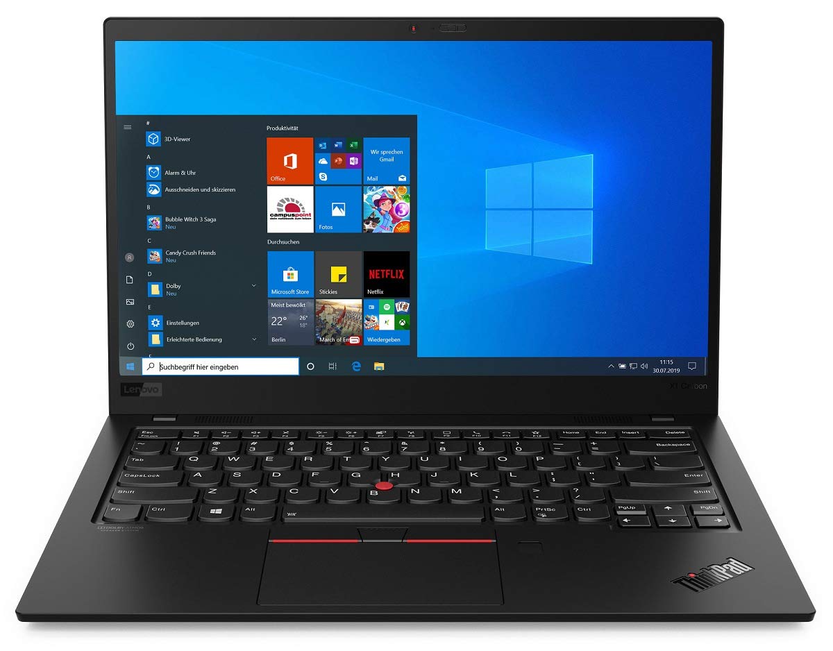 Lenovo ThinkPad X1 Carbon Gen 8-35,6 cm (14") - Core i7 10510U - 16 Go de RAM - 1 To SSD - Allemand, Noir